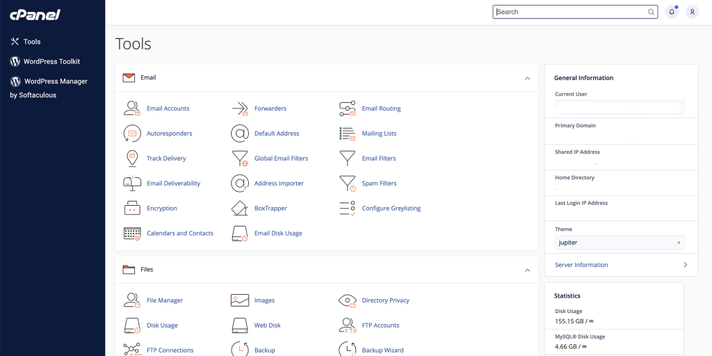 schermata di esempio cPanel